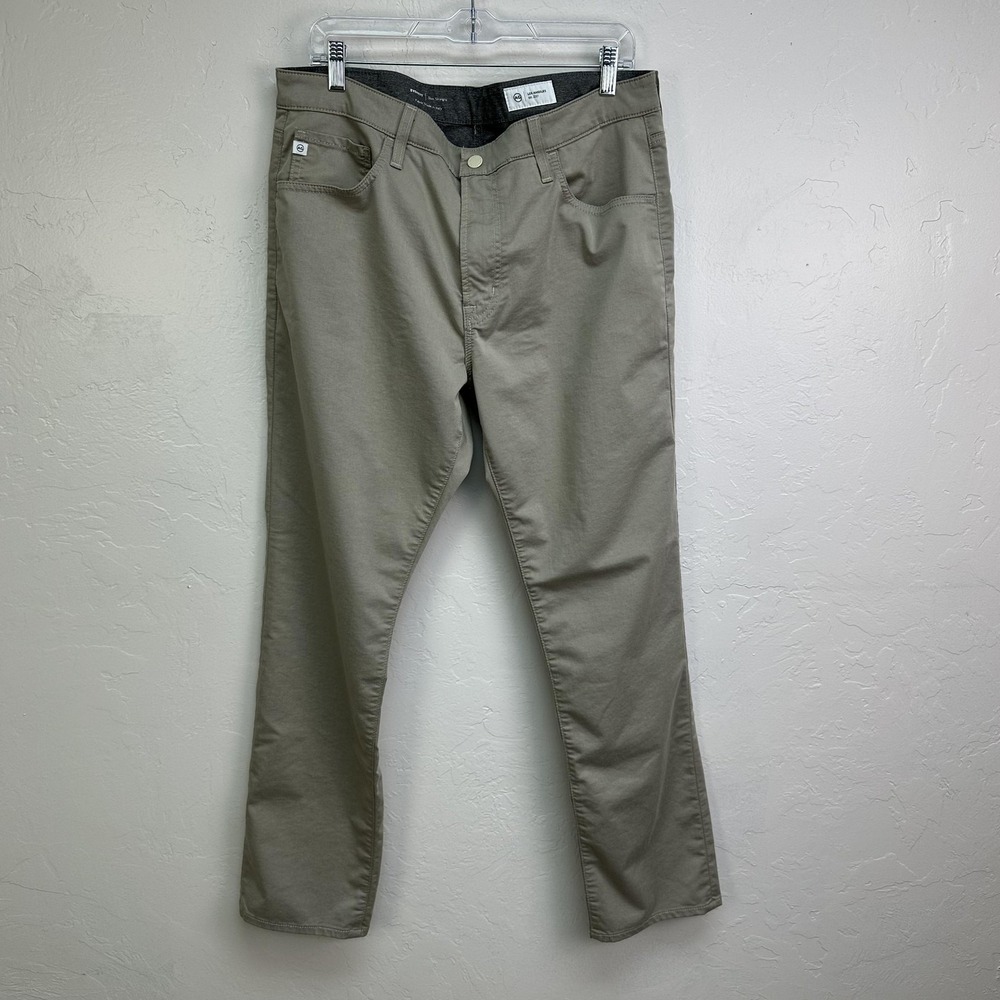 AG Adriano Goldschmied Everett Pants Mens 36x32 Gray Slim Straight Italian